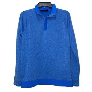 Under Armour Coldgear 1/4 Snap Collar Long Sleeve Shirt Blue Youth XL Loose
